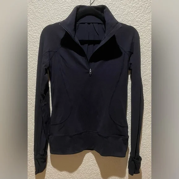 Lululemon Rush Hour 1/2 Zip Black Thumb Holes Size 4 - Picture 9 of 14